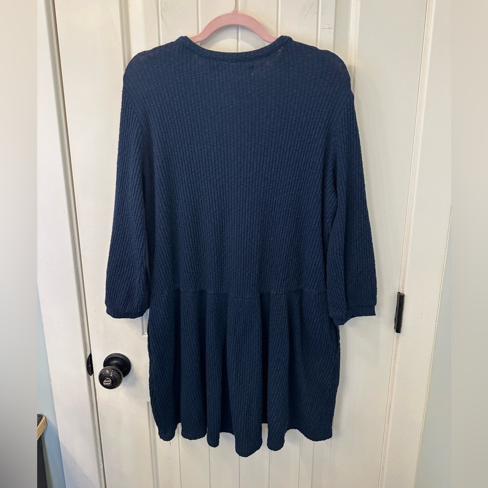 Free People FP Beach Blue Blossom Button-Up Ribbed Mini Dress XS - Picture 5 of 5
